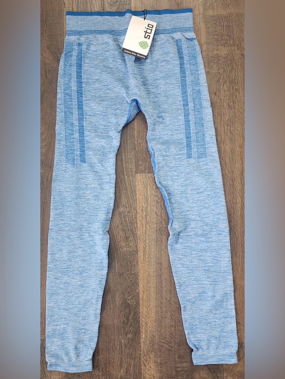 Stio Womens L Wind River - Blue Seamless Performance Leggings/Baselayer NWT